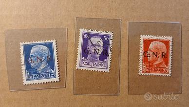 R.S.I- 3 francobolli soprastampati GNR
