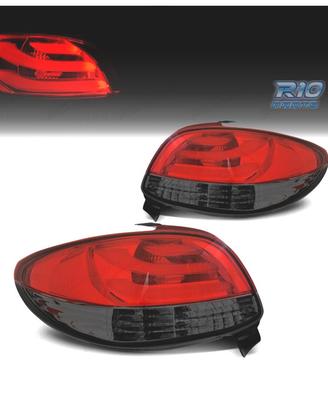 FANALI PEUGEOT 206 98-09 LIGHT BAR ROSSO AFFUMICAT