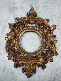 Cornice antica in legno argento mecca 700 XVIII