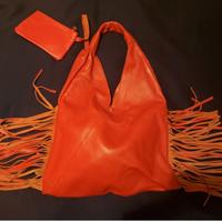 borsa in pelle con frange