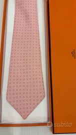 Cravatta Hermès rosa e bianca