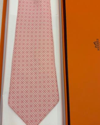 Cravatta Hermès rosa e bianca