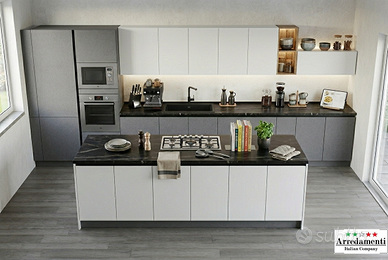CUCINA CON ISOLA FUNZIONALE CON ELETTRODOMESTICI