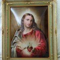 Immagine del Sacro Cuore di Gesù su vetro