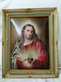 Immagine del Sacro Cuore di Gesù su vetro