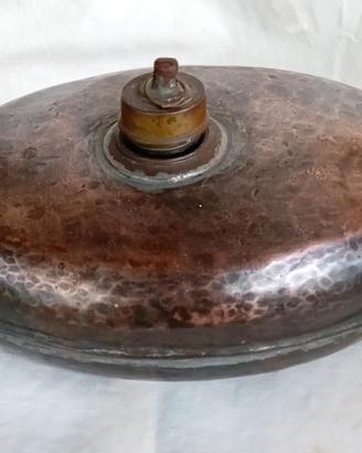 Antica borsa dell'acqua calda scaldaletto in rame 