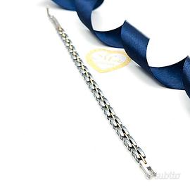 Bracciale da uomo acciaio a maglie grigio e oro