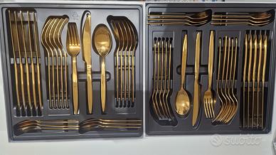 Set di Posate Oro Dorate 12 persone 48 pezzi