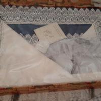 Lenzuola matrimoniali color panna con pizzo blu