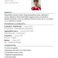 CAMERIERE/BARISTA o Sala per agosto