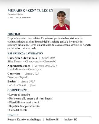 CAMERIERE/BARISTA o Sala per agosto