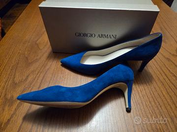 Décolleté Giorgio Armani in camoscio blu, n. 39