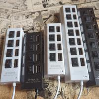 Hub USB 2.0 4 o 7 porte, con interruttori