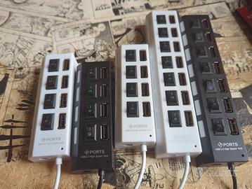 Hub USB 2.0 4 o 7 porte, con interruttori