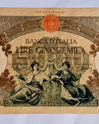 Banconote da collezione 5.000 Lire 1947 + 500.000