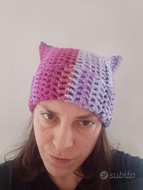 Cappello lana fatto a mano/handmade gatto