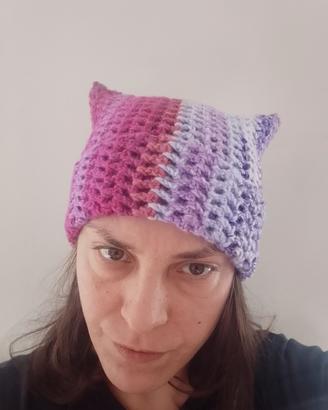 Cappello lana fatto a mano/handmade gatto