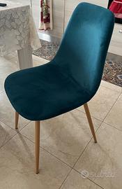 6 sedie color petrolio velluto