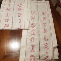 Tende Natale misto lino ricamate a mano - lunghe