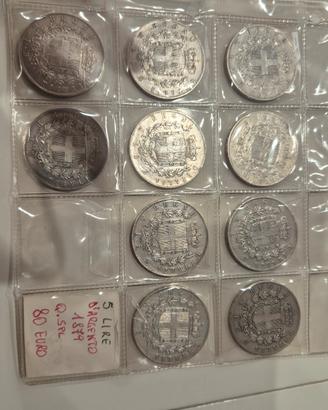 lotto monete 10 scudi argento  (5 lire)