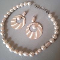 Set-parure collana orecchini Perle di acqua dolce 