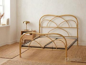 Letto Matrimoniale in Ottone Barel con Rete Doghe