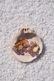 Orecchini a cerchio con perle di ametista