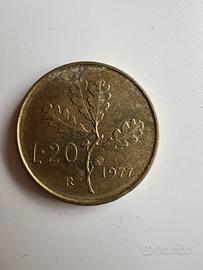 Moneta da 20 lire del 1977