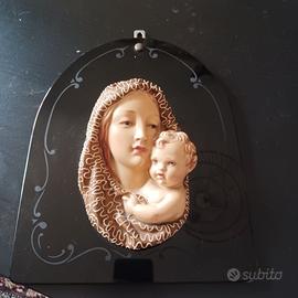 ANTICO CAPEZZALE DA PARETE Madonna con Gesù