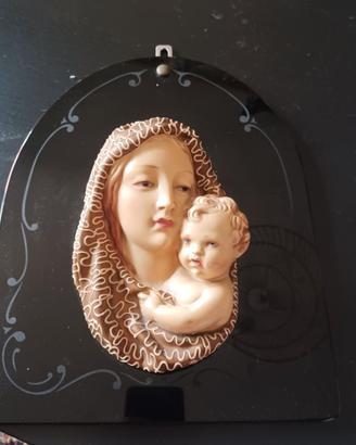 ANTICO CAPEZZALE DA PARETE Madonna con Gesù