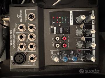 Mixer audio 5 canali compatto con phantom power