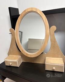 Specchio elegante da tavolo in legno