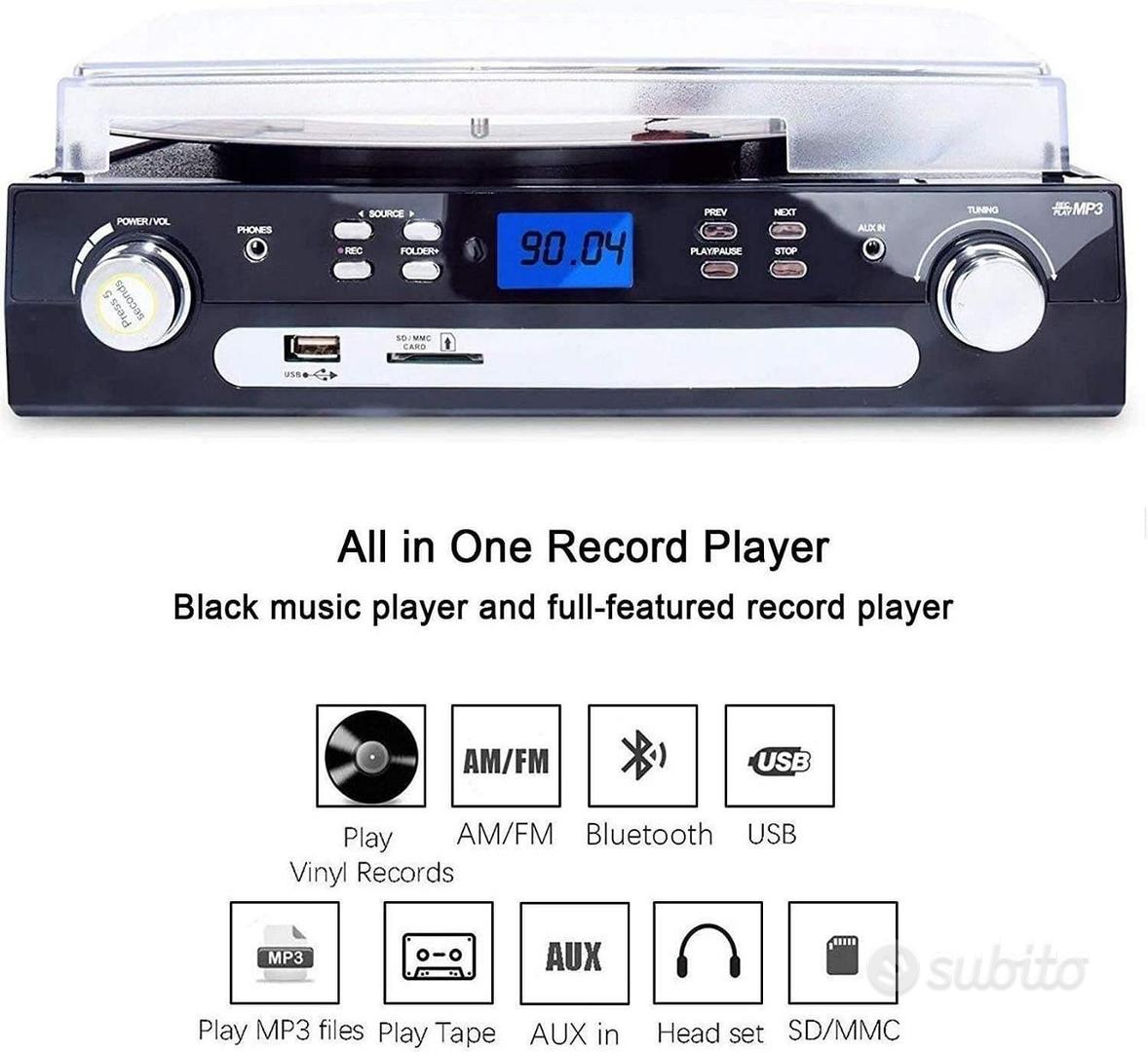 Giradischi Vinile Registra USB Cassette Bluetooth - Audio/Video In vendita  a Catania