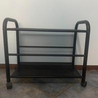 Carrello nero in metallo con ruote porta TV