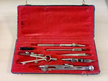 astuccio antico compasso MILANO 5 con accessori