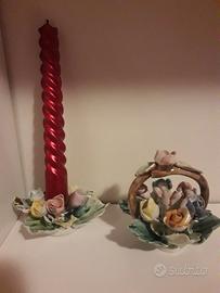 Portacandela e cestino in Capodimonte