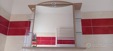 Specchiera bagno contenitore 80 cm  mensole vetro