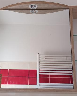 Specchiera bagno contenitore 80 cm  mensole vetro