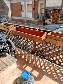 Fioriere in legno da balcone 3 pezzi