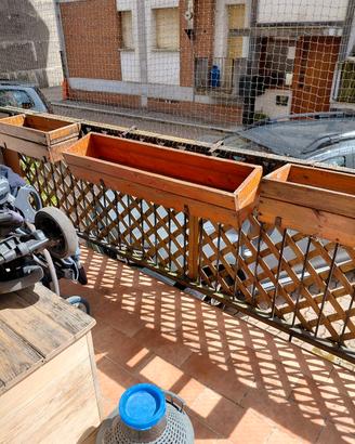 Fioriere in legno da balcone 3 pezzi