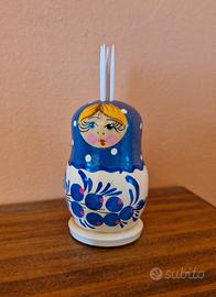 Porta stuzzicadenti Matrioska in legno