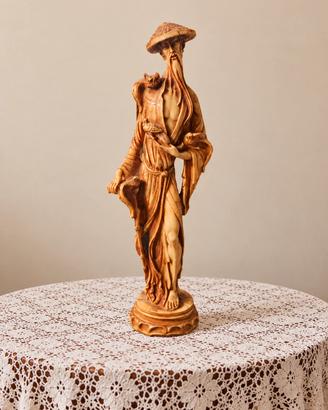 Statua saggio cinese vintage effetto avorio H 48
