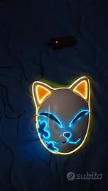 Maschera Kitsune LED Blu e Giallo