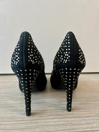 Décolleté nere plateau tacco 11 brillantini