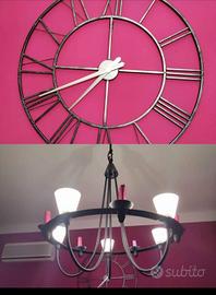 LAMPADARIO OROLOGIO ARREDAMENTO FERRO BATTUTO