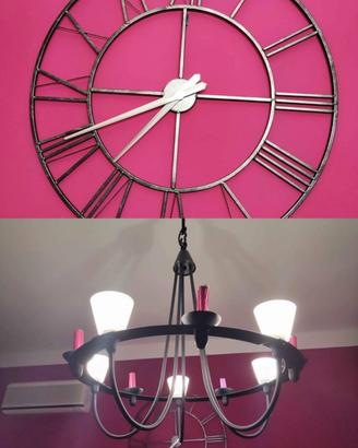 LAMPADARIO OROLOGIO ARREDAMENTO FERRO BATTUTO