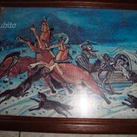 Quadretto rappresentativo "Attacco di Lupi" 22x17