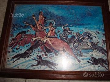 Quadretto rappresentativo "Attacco di Lupi" 22x17