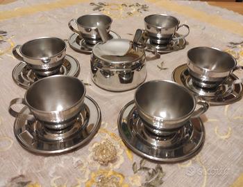 Servizio  da caffè vintage in acciaio Nanni P&B
