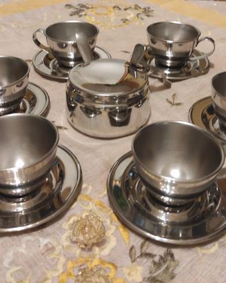 Servizio  da caffè vintage in acciaio Nanni P&B